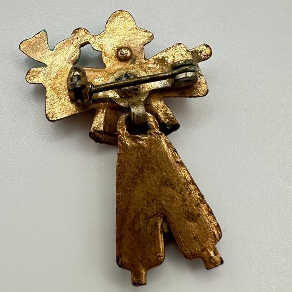 Antique Art Deco 1930s articulated rhinestones figural scarecrow bird brooch - Picture 5 of 8